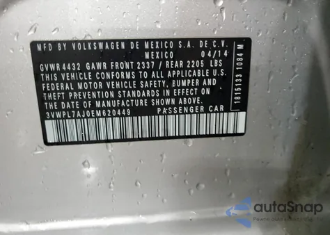 2014 Volkswagen Jetta Tdi from USA, damaged, VIN 3VWPL7AJ0EM620449